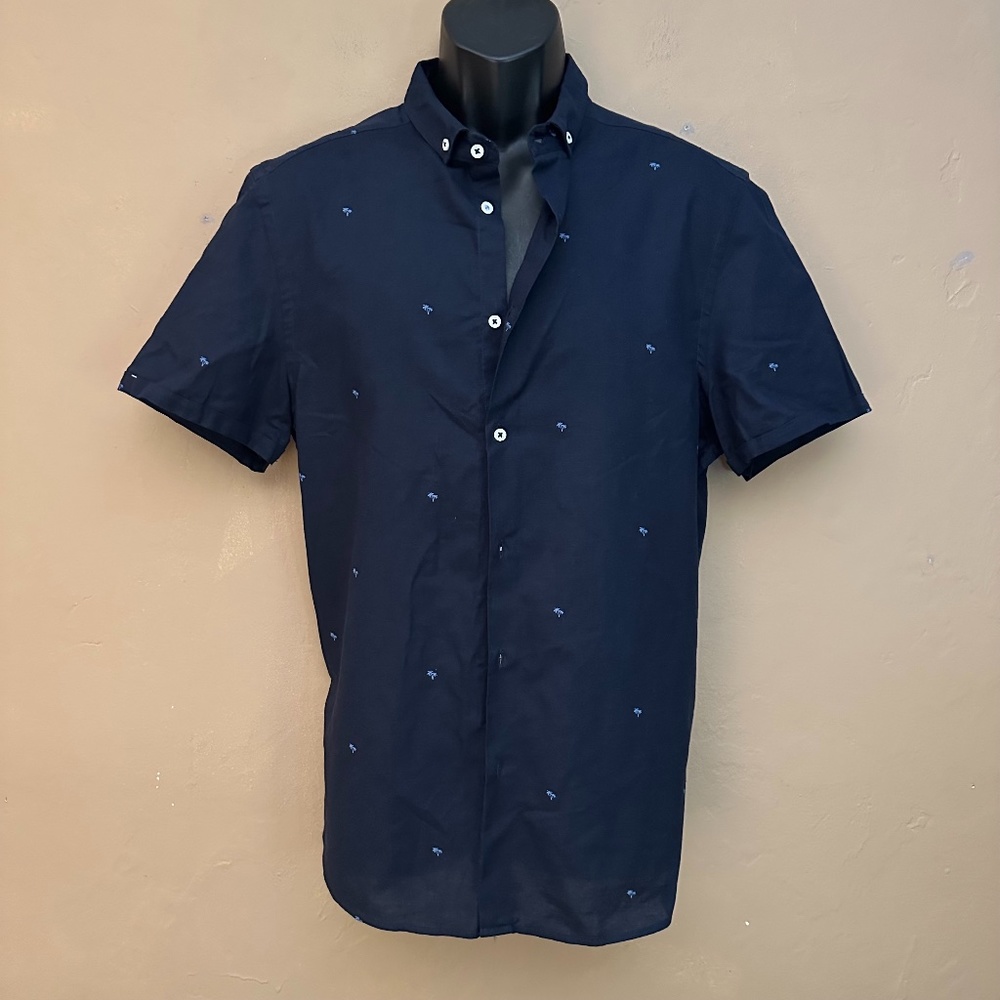 Larsson & Co Linen Blend Short Sleeve Button Down Large Gently worn